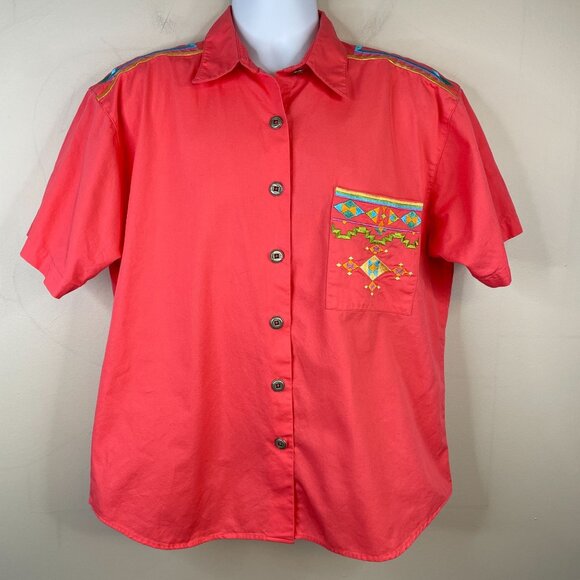 VINTAGE IB Diffusion Womens WESTERN SHIRT Top Size 16W XL Embroidered SOUTHWEST - Picture 1 of 14